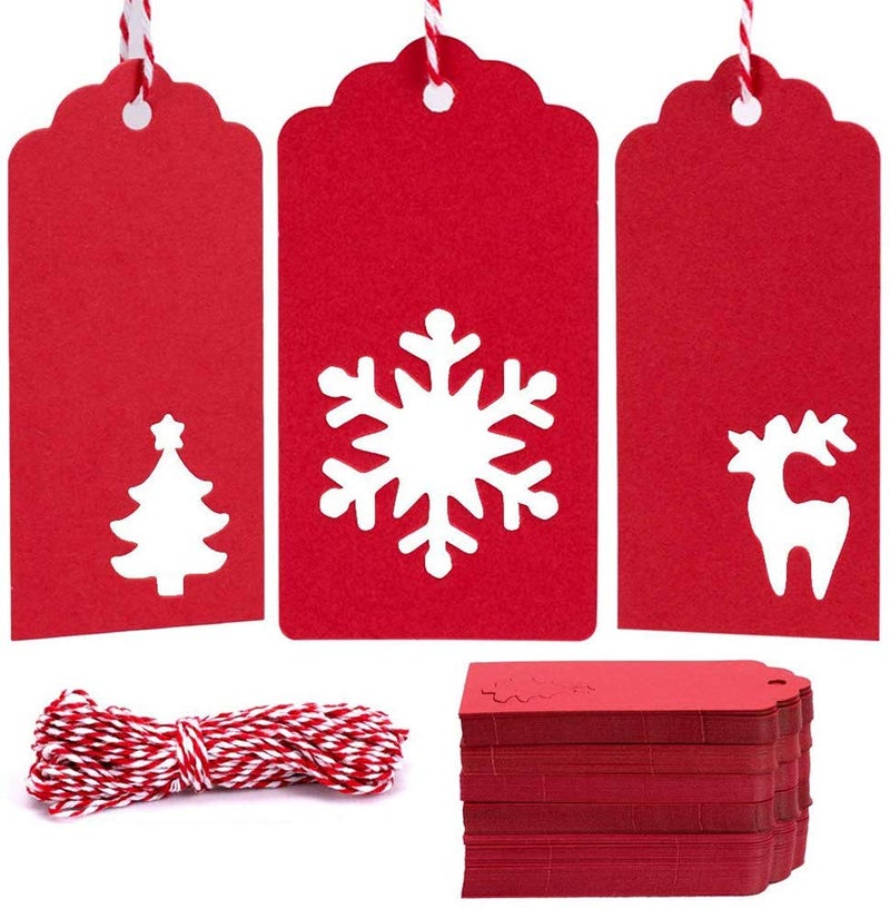 Tonak Gift Tags with Holes Present Wrap Tag Paper Small Xmas Gift Tags with Twine Vintage Gift Labels Christmas Tags Bulk 100pcs - Image 1